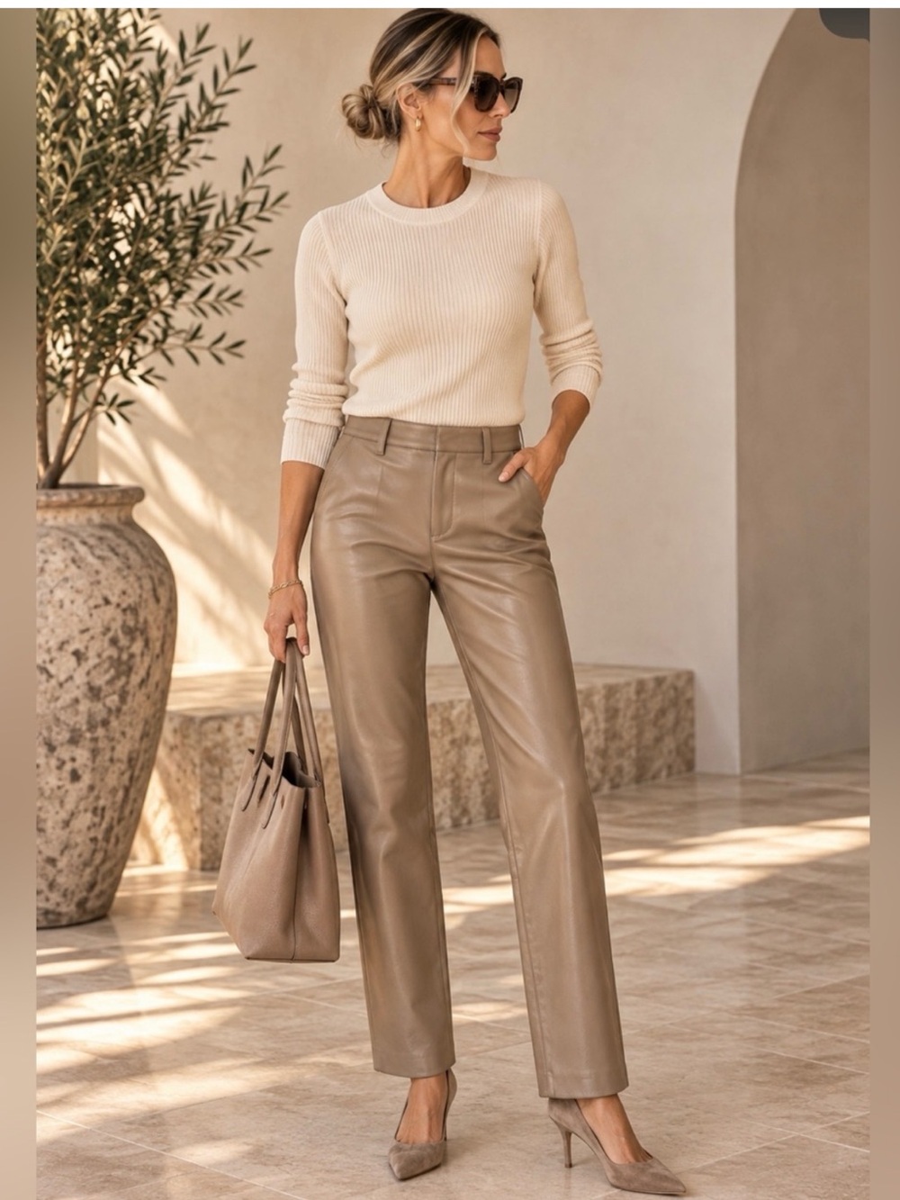 GAP Faux Leather Straight Leg Pants